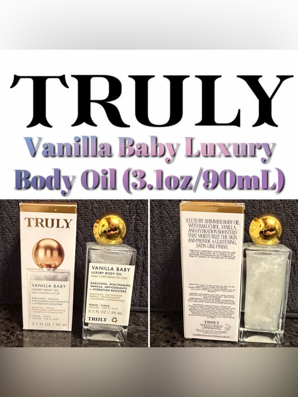 Truly Beauty Vanilla Baby Luxury Body Oil (3.1oz/90mL) - New